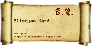 Blistyan Máté névjegykártya